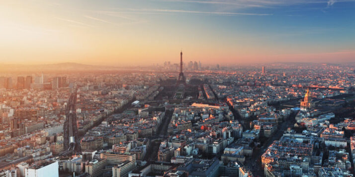 Panorama of Paris at sunset