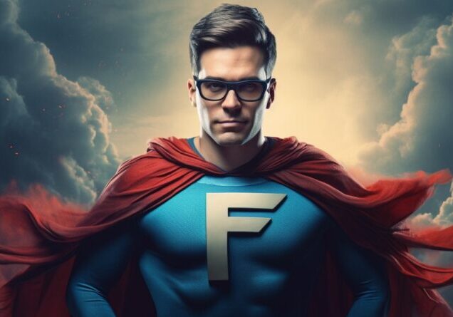 marcelreimer_Nerd_in_a_Superman_costume_with_the_letter_F_on_hi_ef395506-cbf2-4caa-85ec-8d0c9b938037 groot